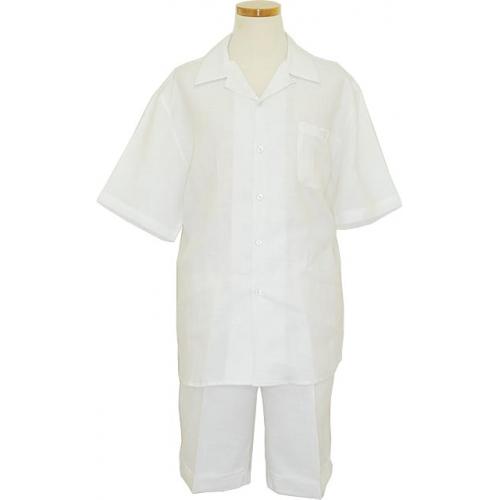 Successos 100% Linen White 2 Pc Short Set Outfit SS1065